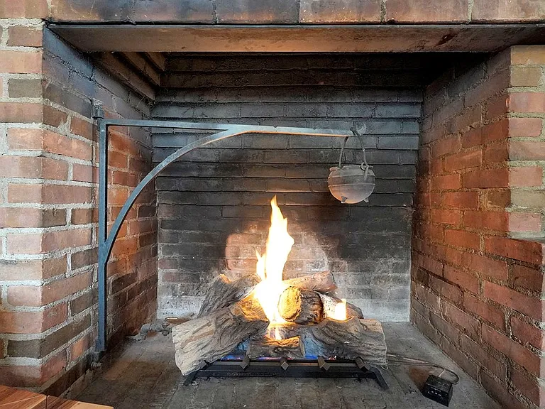 Working brick fireplace
